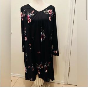 3/4 Slv Black Floral Skater Dress, 2 18/20 2x soft jersey knit stretchy easter